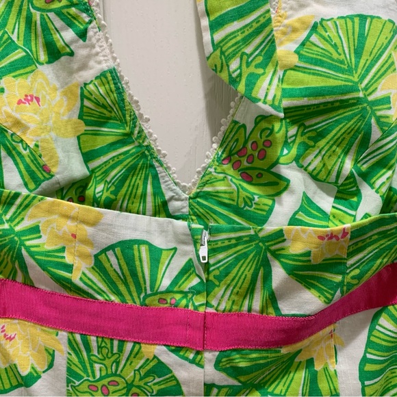 Lilly Pulitzer Cocoa Hip Hop Hooray Tropical Frog Lilypad Halter Dress 2 - Picture 6 of 7